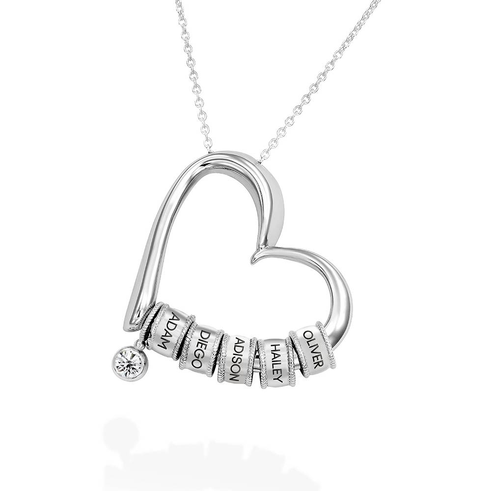 Valerie Heart Necklace with Engraved Beads