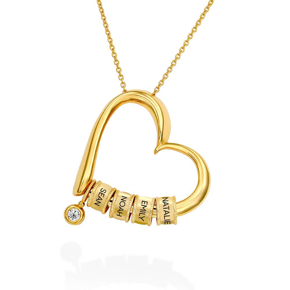 Valerie Heart Necklace with Engraved Beads