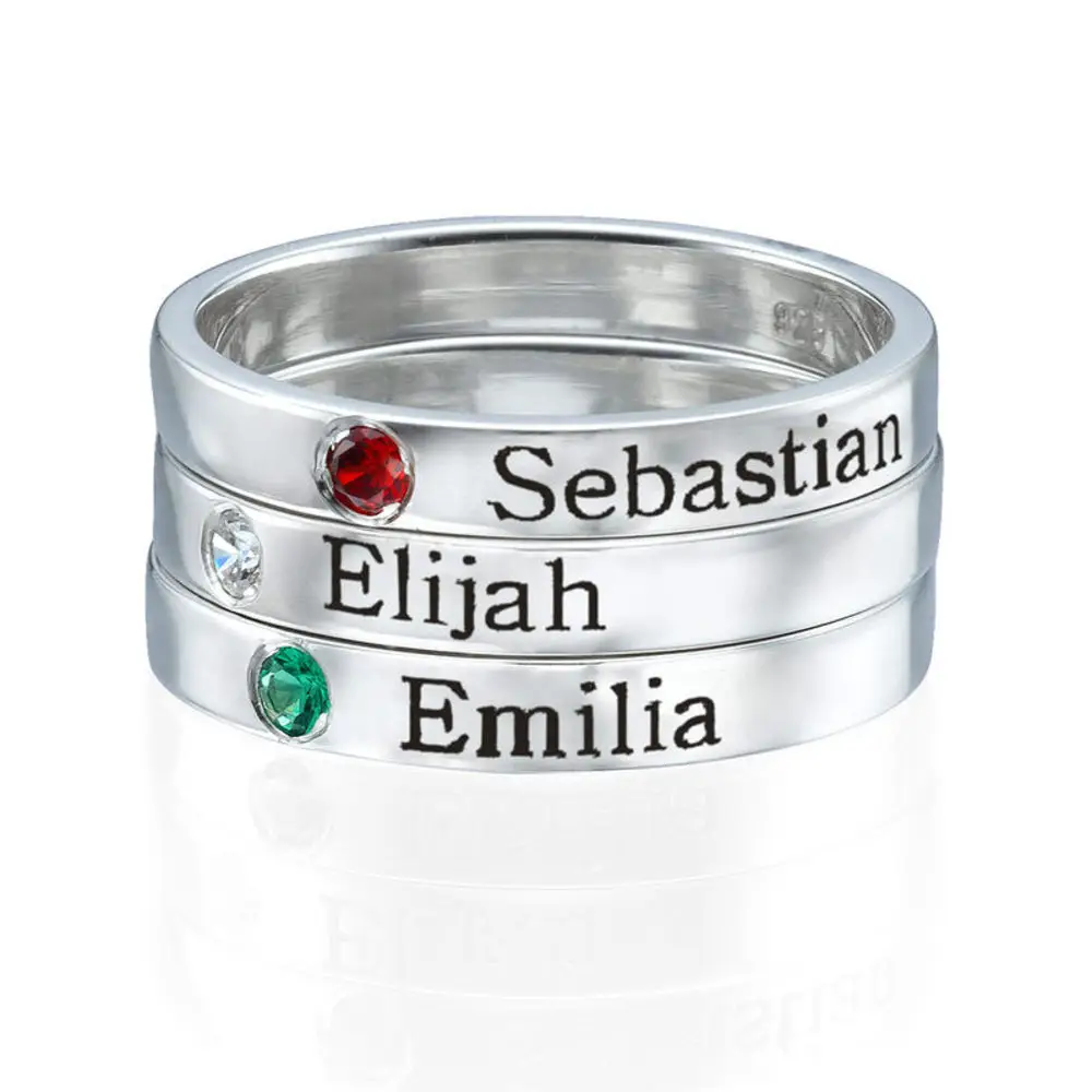 Personalised Birthstone Name Ring