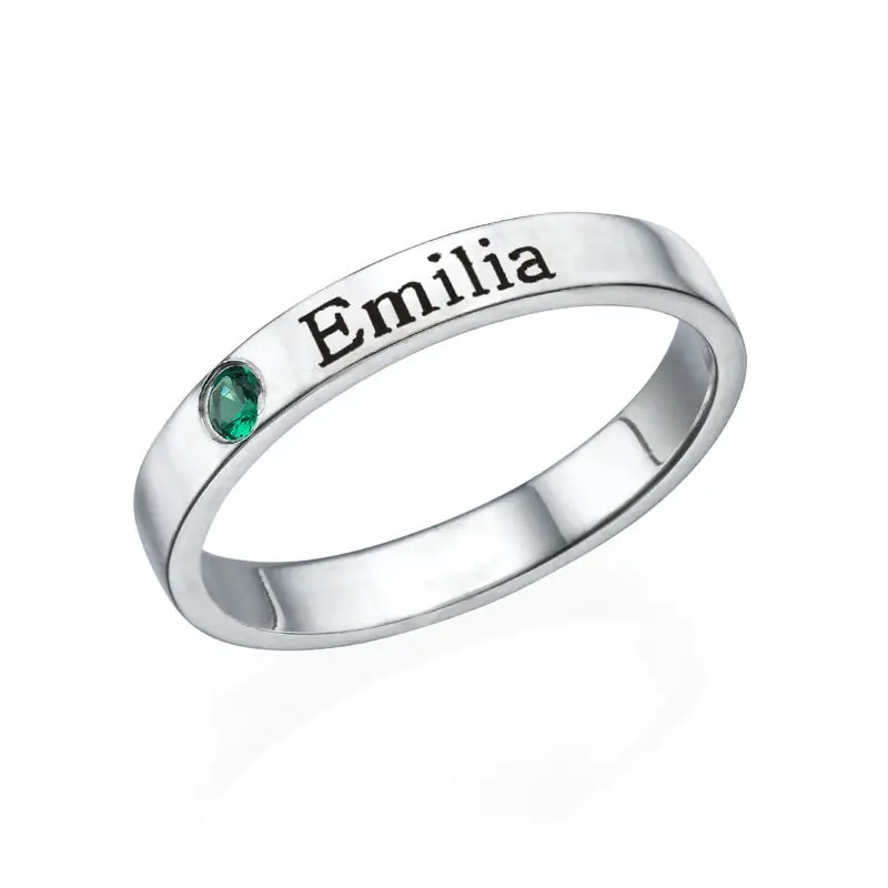 Personalised Birthstone Name Ring